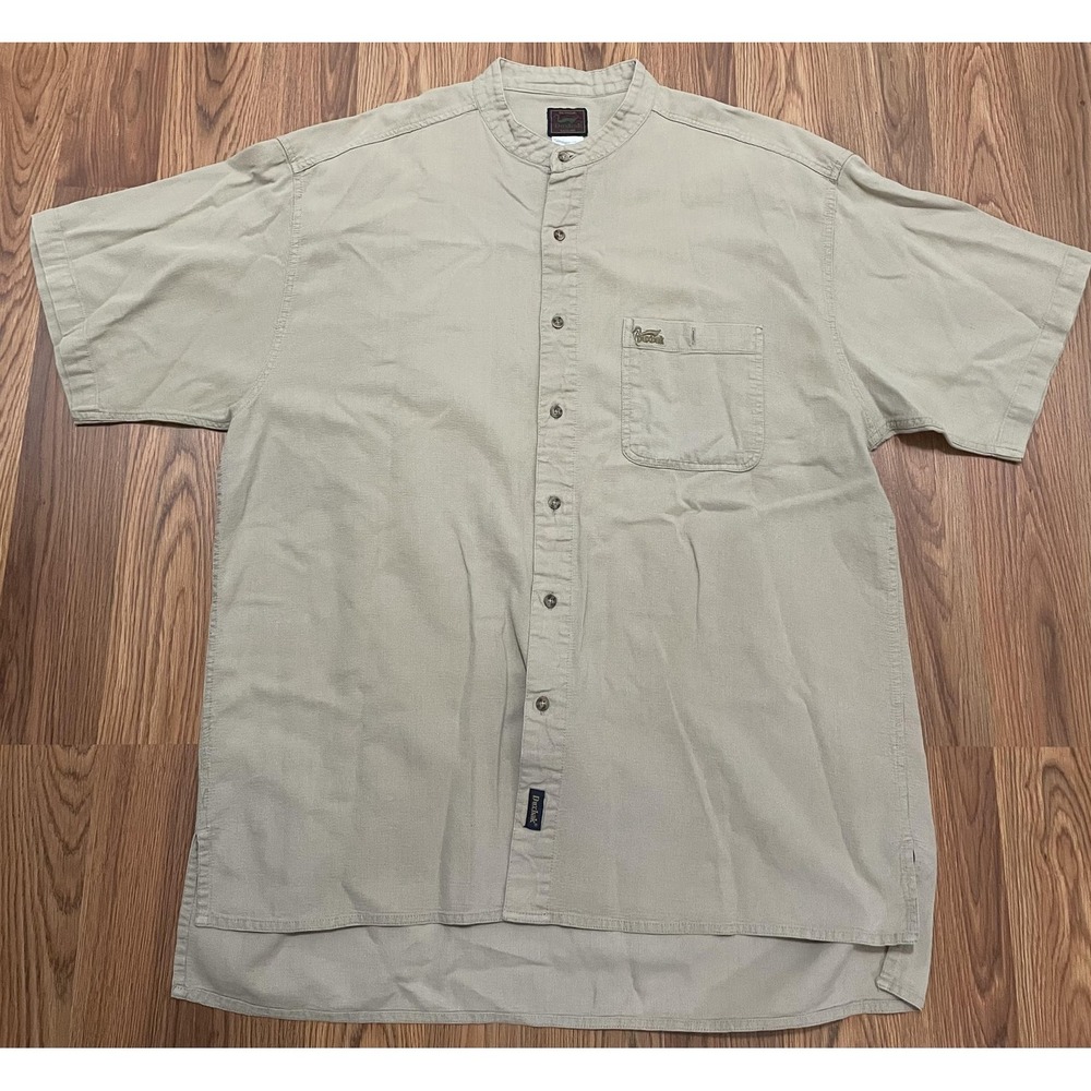 Duxbak Shirt Mens Extra Large Band Collar Fishing Pocket Lightweight